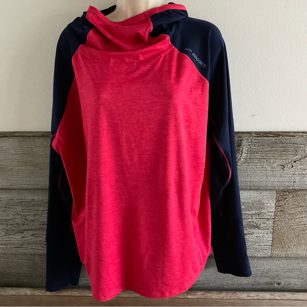 Brooks long sleeve hoodie Run Happy shirt Size Large (K1)